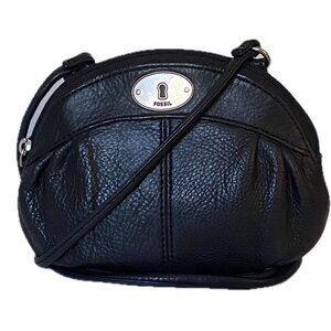 Fossil Marlow Mini Black Leather Pouch Purse Crossbody